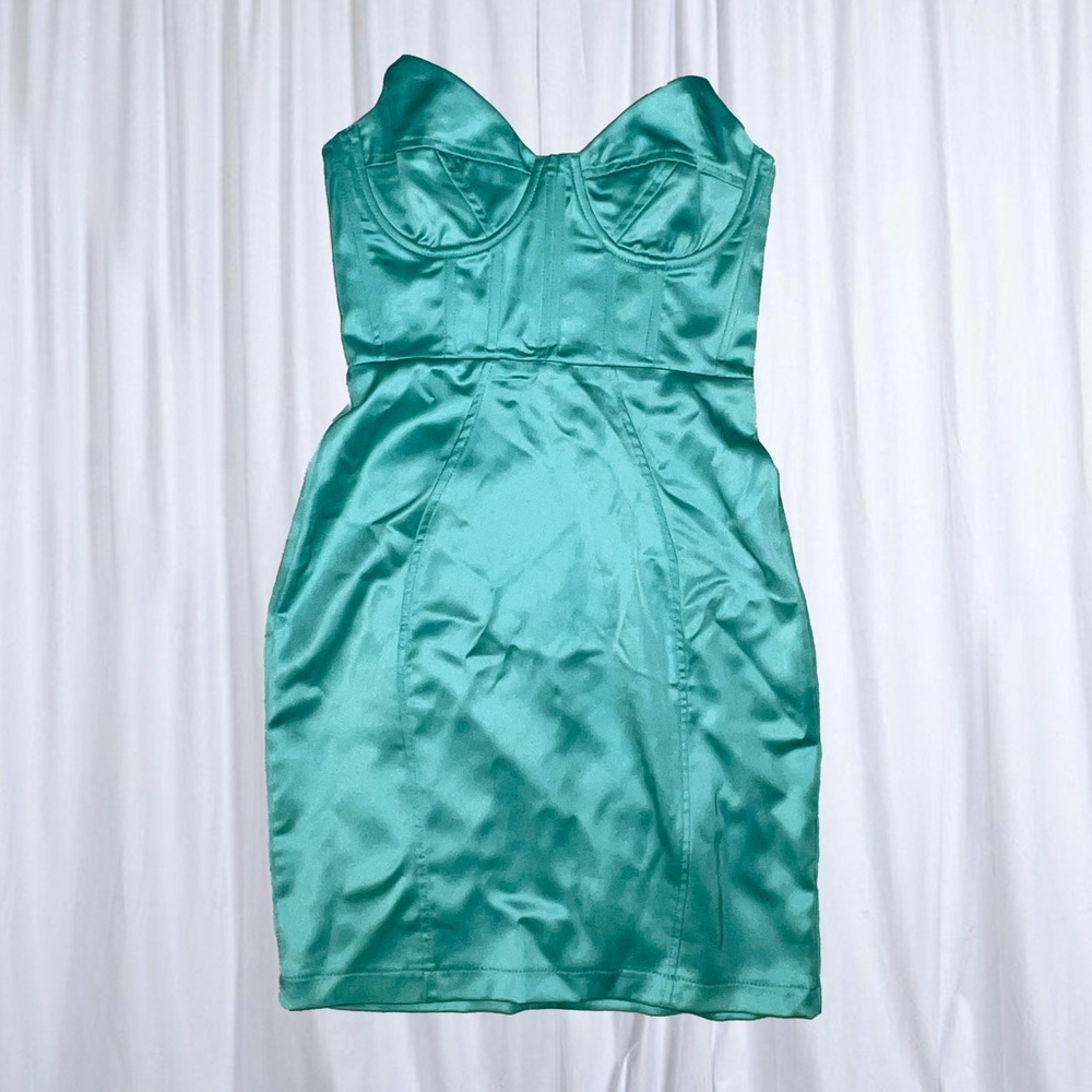 Pretty Little Thing Satin Dress Turquoise Size 4